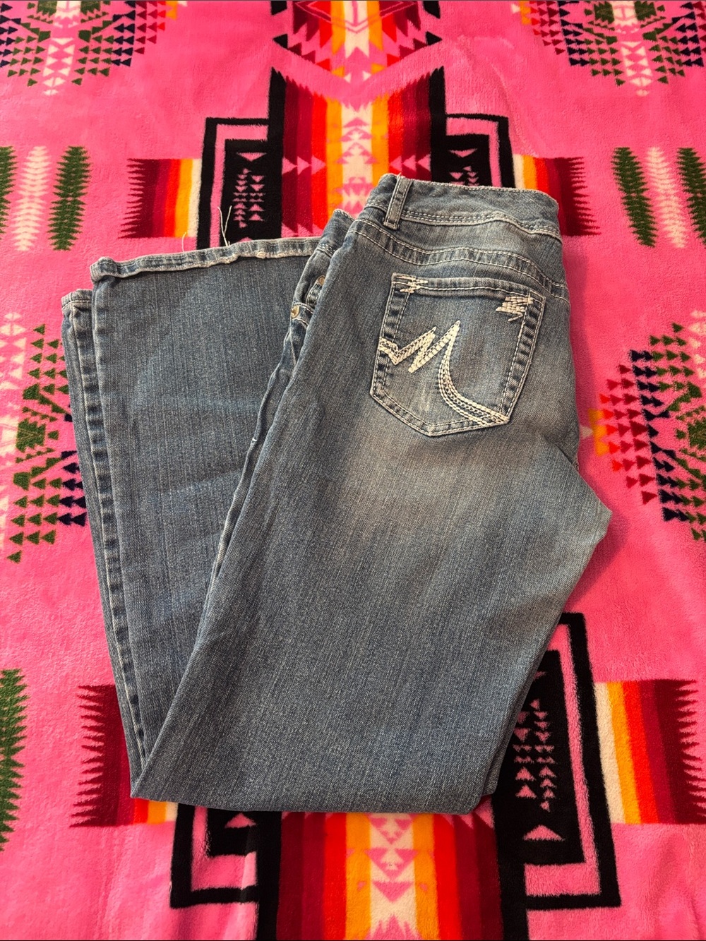 Maurices Light Blue Straight Leg Jeans with Embroidered Back Pocket
